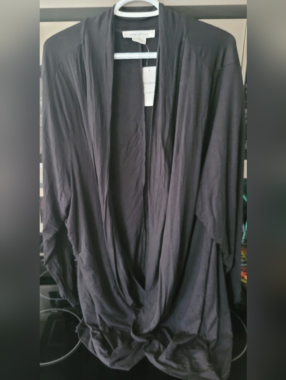 Penningtons Black Draped Open-Front Cardigan
